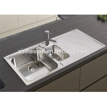 Drop in 1.5 Bowl Stainless Steel Topmount Kitchen Sink with Drainer Drainboard
